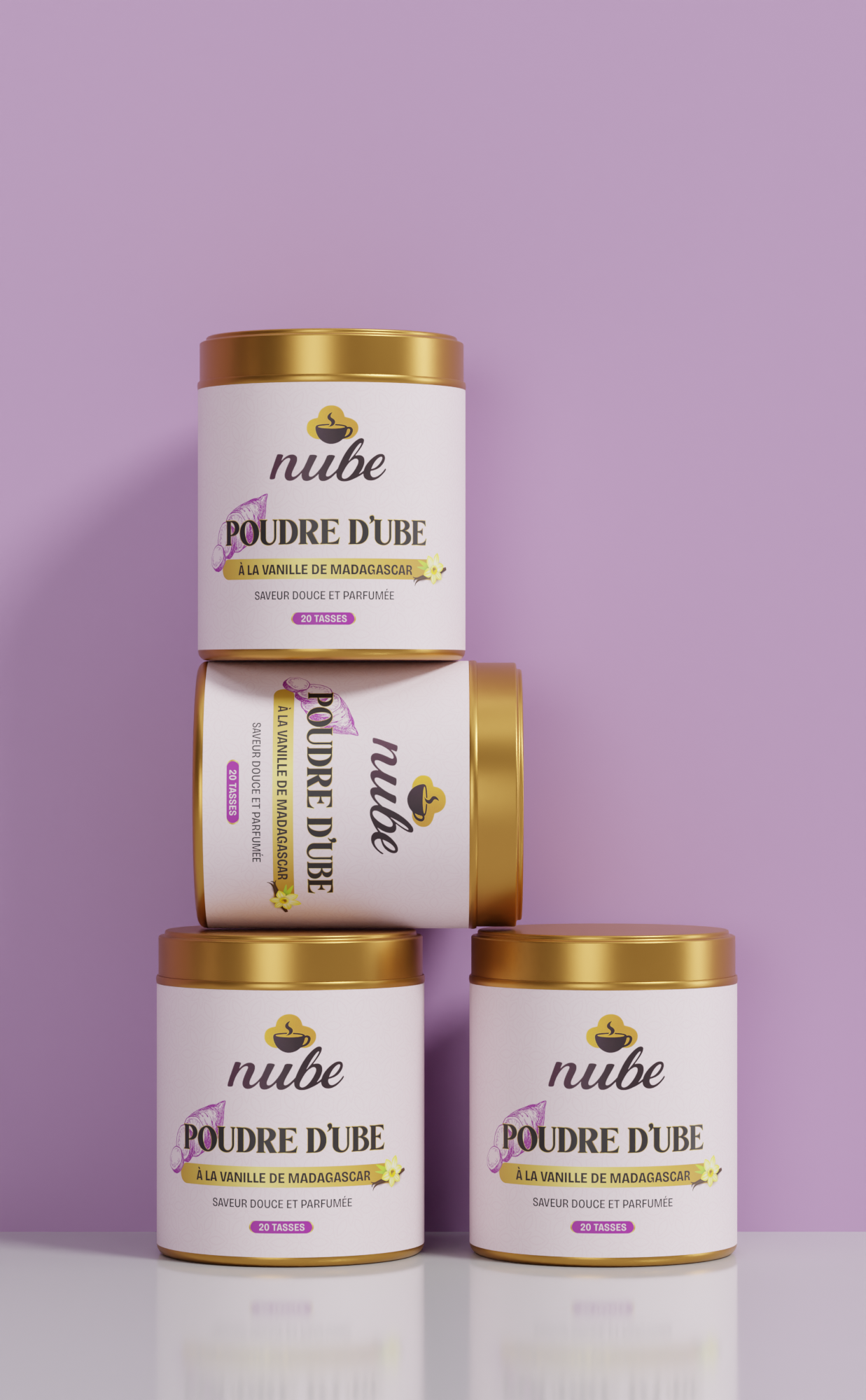 Poudre d’Ube à la Vanille de Madagascar – 80g | Nube® | Superaliment Naturel pour Lattes, Gâteaux & Desserts | Saveur Douce et Parfumée